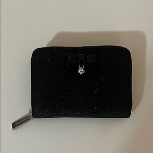 Kate Spade Small Black Glitter Wallet NWT